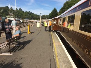 On Saturday 26th August 2017 'The Statesman' Pullman train stands at Kingswear Station on the Paignton & Dartmouth Railway awaiting it's return to Wolverhampton